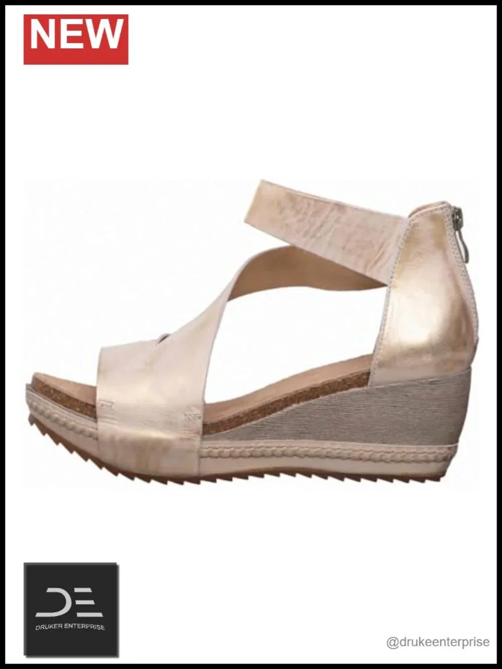 Women's Davi Wedge Sandal Soft Leather Ankle Strap Open Toe